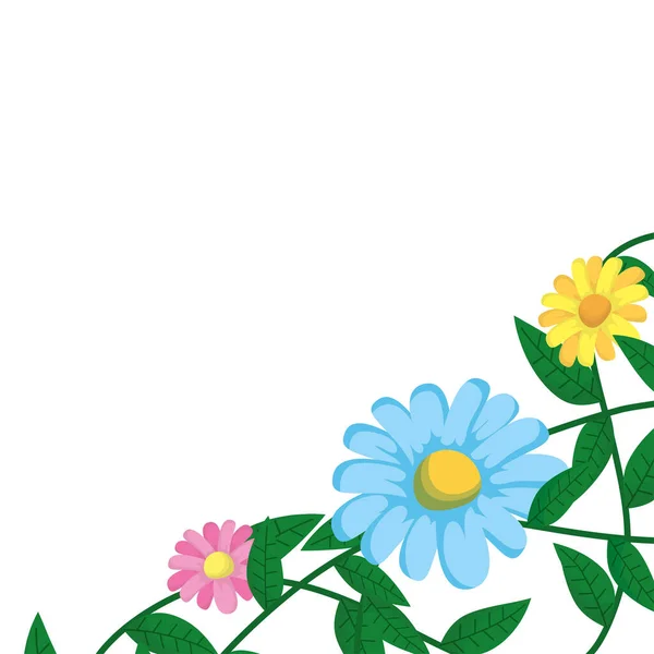 Flores jardín en rama con hojas icono de la naturaleza — Vector de stock