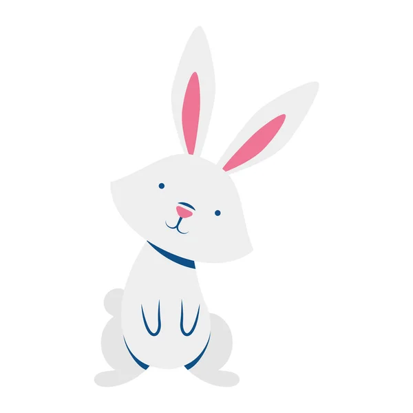 Lindo pascua pequeño conejo de pie pose carácter — Vector de stock