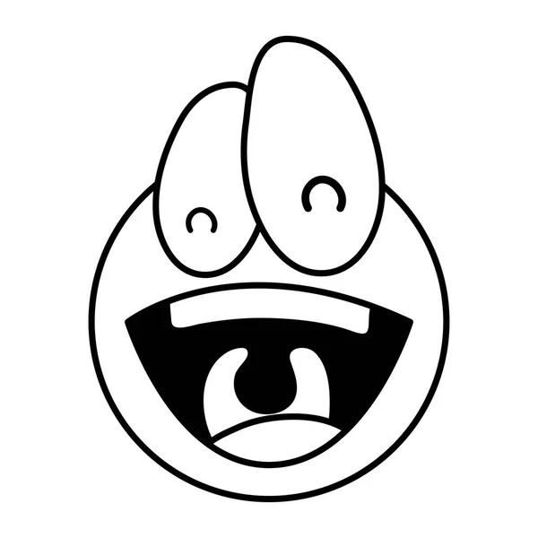 Louco emoji rosto tolos dia linha estilo ícone — Vetor de Stock