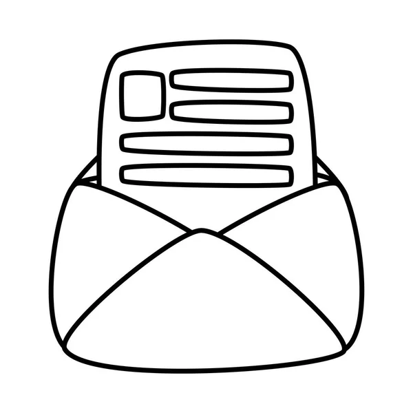 Envelope mensagem de correio com estilo de linha de documento — Vetor de Stock