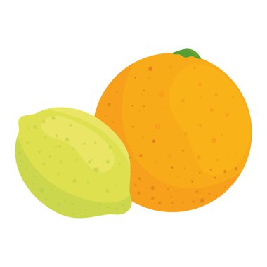 Taze meyve, portakal ve limon, beyaz arkaplan