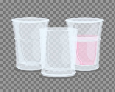 model, şeffaf bardaklar boş simgeler