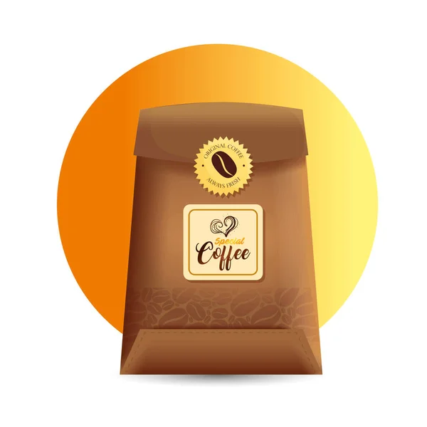 Café de marca maqueta, maqueta de identidad corporativa, papel de bolsa y sello de café — Vector de stock