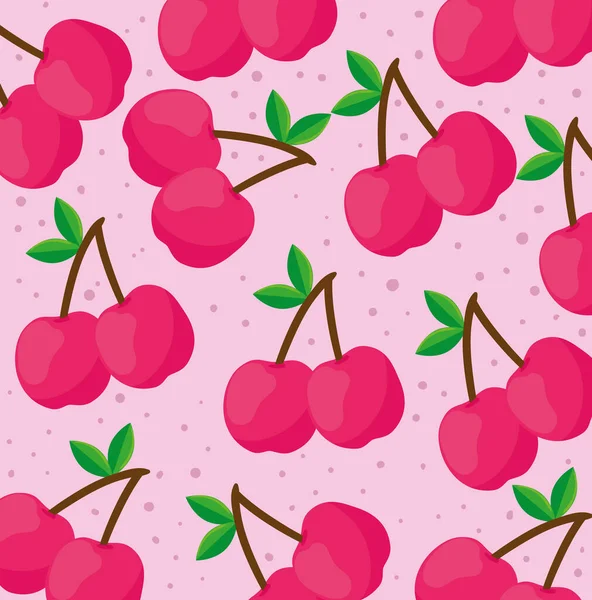 Fundo de frutas frescas cerejas —  Vetores de Stock
