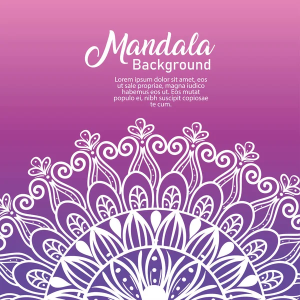 Fond fleur blanche mandala de luxe en fond violet, mandala de luxe vintage, décoration ornementale — Image vectorielle