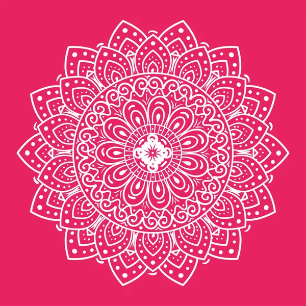 Pembe arka planda beyaz lüks mandala, klasik lüks mandala, süs dekorasyonu