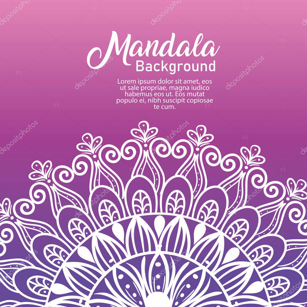 background white flower luxury mandala in purple background, vintage luxury mandala, ornamental decoration