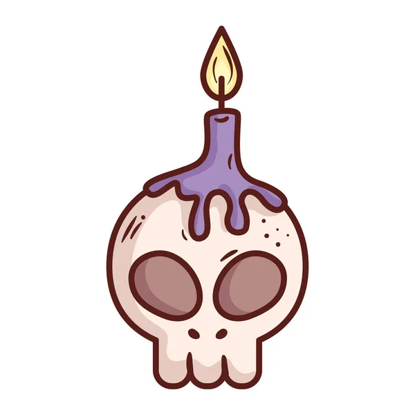 Хеллоуїн, череп зі свічкою на білому тлі — стоковий вектор
