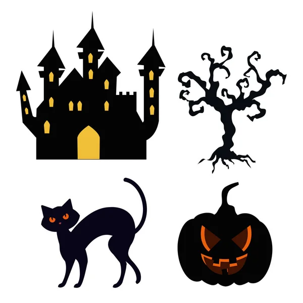 Iconos conjunto de feliz halloween — Vector de stock