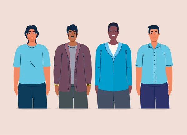 Πολυεθνική ομάδα ανδρών μαζί, ποικιλομορφία και πολυπολιτισμικότητα έννοια — Διανυσματικό Αρχείο