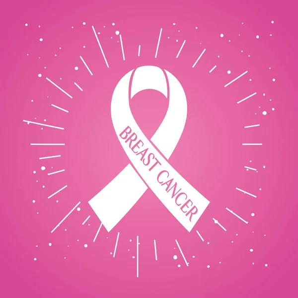 Banner en roze lint, symbool van de wereld borstkanker bewustzijn maand — Stockvector