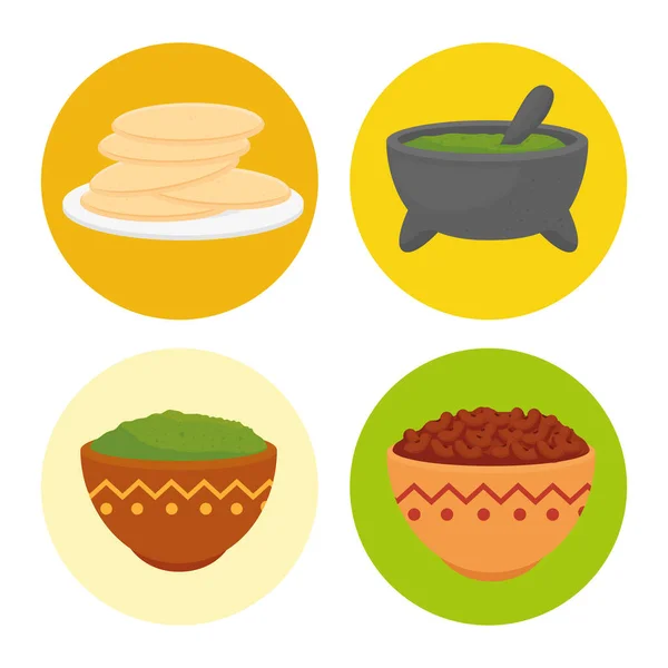 Conjunto de deliciosos ingredientes para preparar comida mexicana — Vector de stock