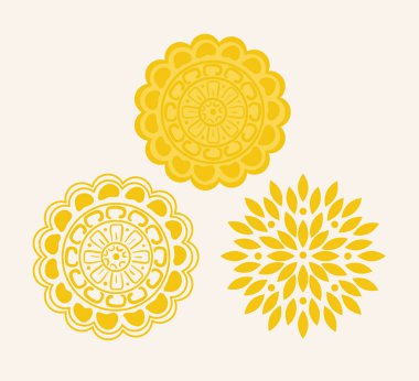 Beyaz arka planda sarı mandala, klasik lüks mandala