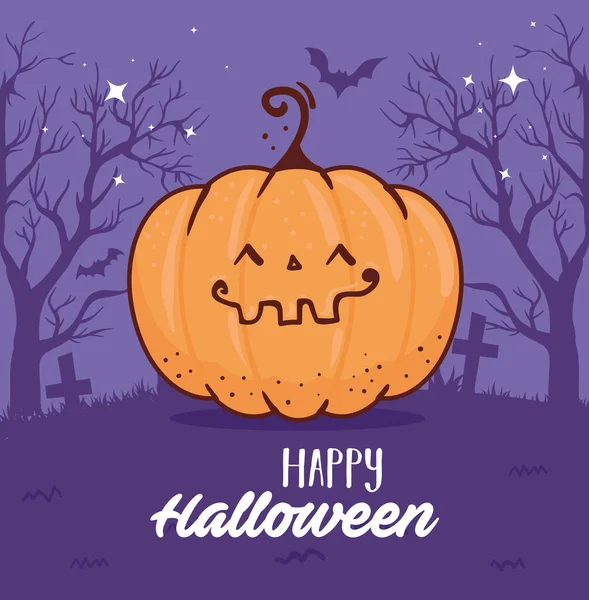 Gelukkig halloween banner met leuke pompoen — Stockvector