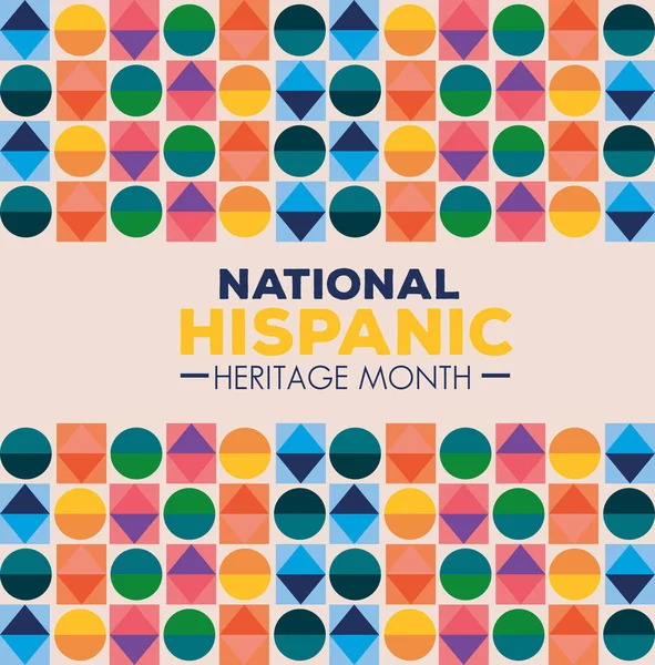 Испанская и латиноамериканская культура, национальный латиноамериканское наследие месяц с фигурами геометрии разных цветов — стоковый вектор