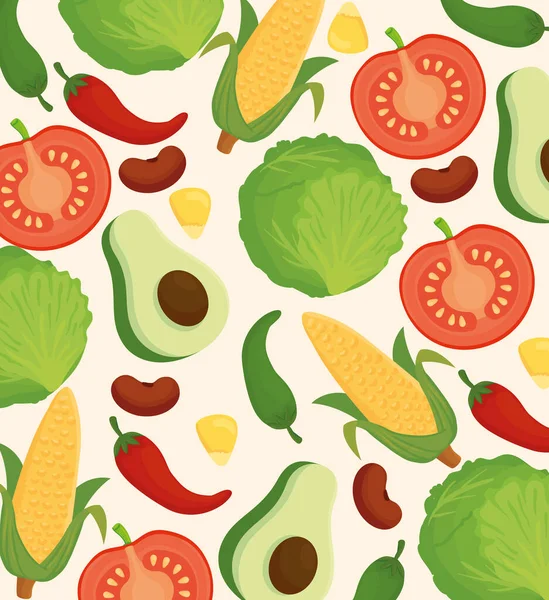 Background of fresh and delicious vegetables — Stock Vector