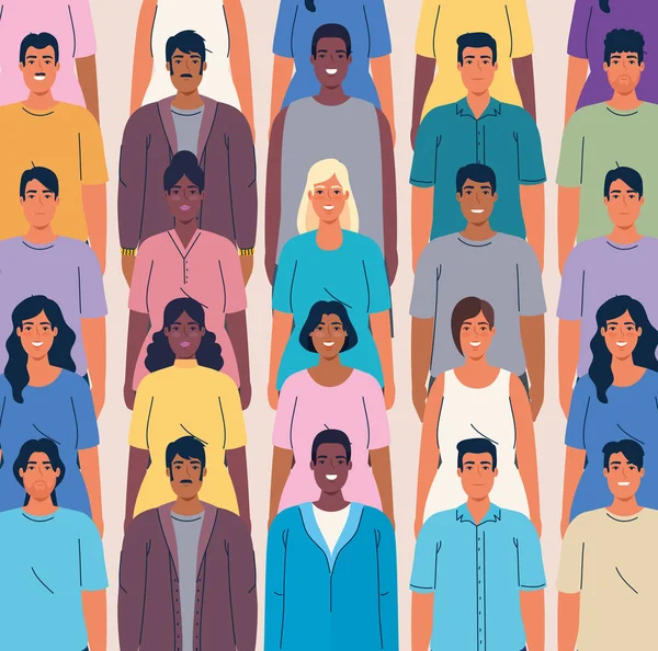 Foule les gens ensemble multi ethnique, concept de diversité et multiculturalisme — Image vectorielle