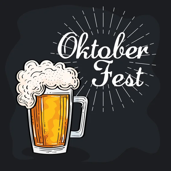 Oktoberfest festivalfeest met pot bier — Stockvector