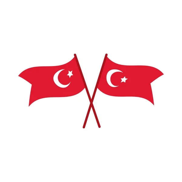 Cumhuriyet bayrami viering dag met kalkoen vlaggen gekruist platte stijl — Stockvector