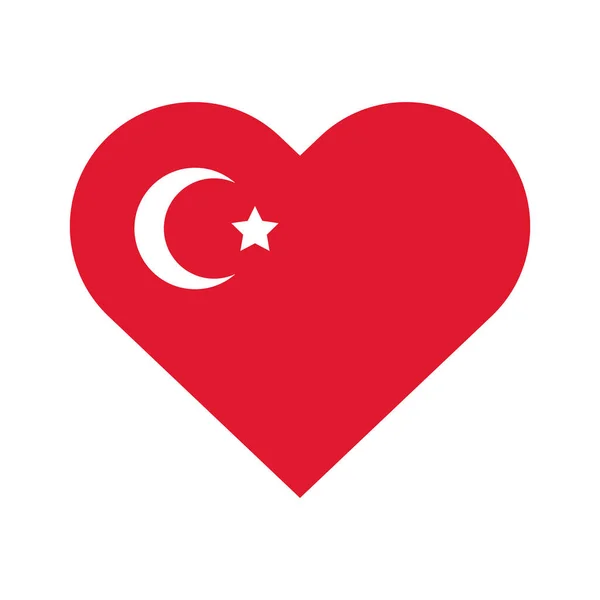 Cumhuriyet bayrami måne och stjärna symbol i hjärtat platt stil — Stock vektor