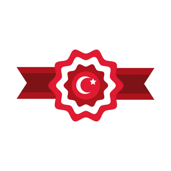 Cumhuriyet bayrami lua e estrela símbolo em fita quadro estilo plano — Vetor de Stock