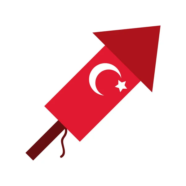 Cumhuriyet bayrami księżyc i symbol gwiazdy w stylu rakiety płaskie — Wektor stockowy