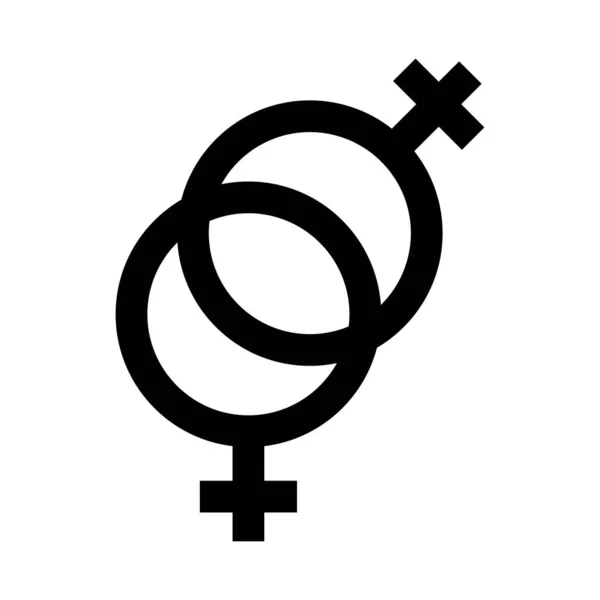 성적 지향 라인 아이콘의 레즈비언 젠더 상징 — 스톡 벡터