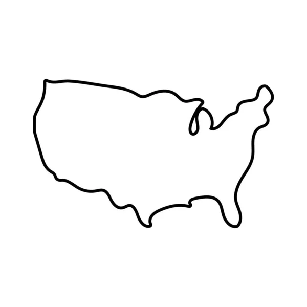 Bandiera delle elezioni USA nella mappa icona in stile linea — Vettoriale Stock