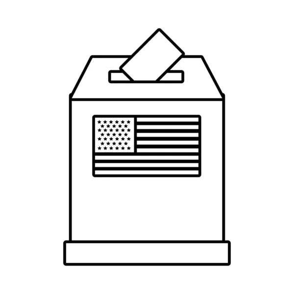 Usa elections flag in ballot box line style icon — Stock Vector