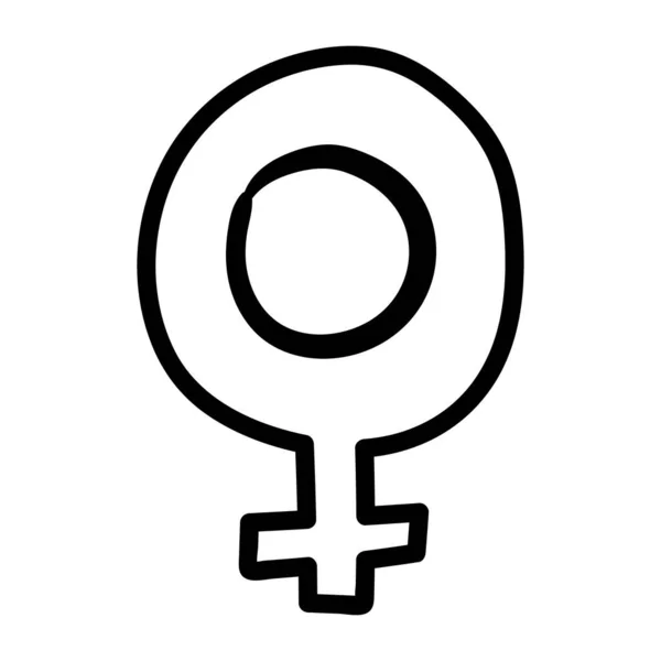 性的指向ラインスタイルのアイコンの女性の性別記号 — ストックベクタ