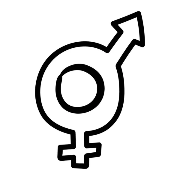 Hermafrodita símbolo de gênero de orientação sexual ícone de estilo de linha —  Vetores de Stock