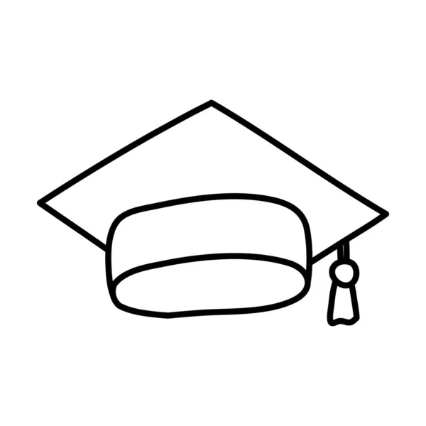 Graduatie hoed lijn stijl pictogram — Stockvector