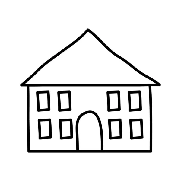Scuola edificio linea stile icona — Vettoriale Stock