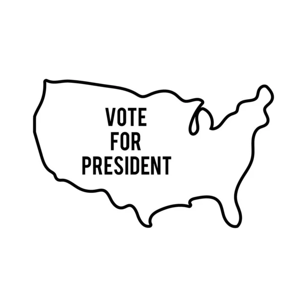 Szavazás szavak térképen USA választások vonal stílus ikon — Stock Vector