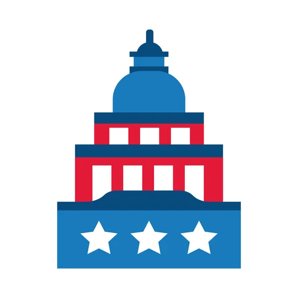 Capitol building usa election flat style icon — Stock Vector