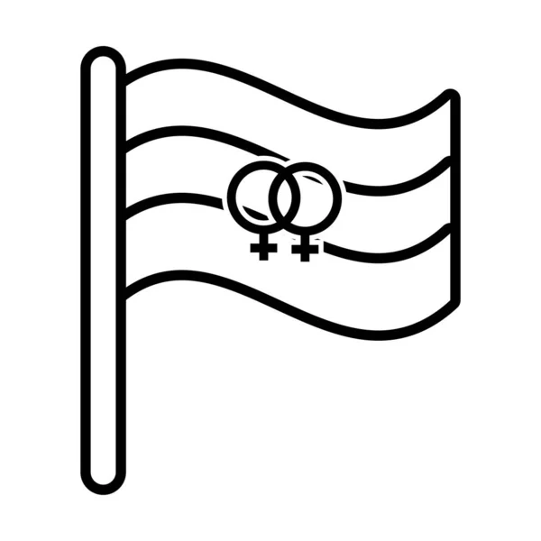 Drapeau de fierté polysexuelle de l'orientation sexuelle ligne style icône — Image vectorielle