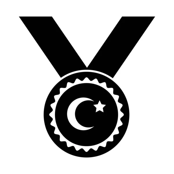 Cumhuriyet bayrami måne och stjärna symbol i medalj utmärkelse silhuett stil — Stock vektor