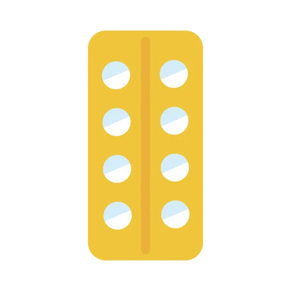 Pastillas medicinales drogas sello icono de estilo plano — Vector de stock