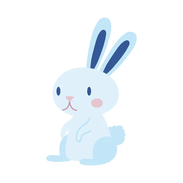 Mid autumn cute rabbit seated flat style icon — Stock Vector