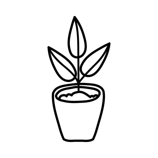 Zimmerpflanze in Keramik Topflinie Stilikone — Stockvektor