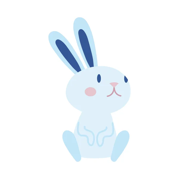 Polovina podzimu roztomilý králík sedí plochý styl ikony — Stockový vektor