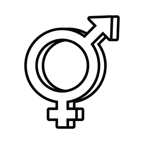 Hermafrodyta gender symbol orientacji seksualnej linia styl ikona — Wektor stockowy