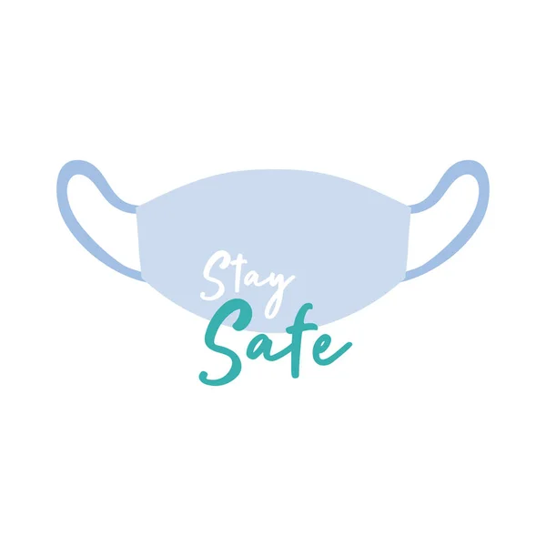 Stay safe campaing lettering with medical mask flat style — Stock Vector