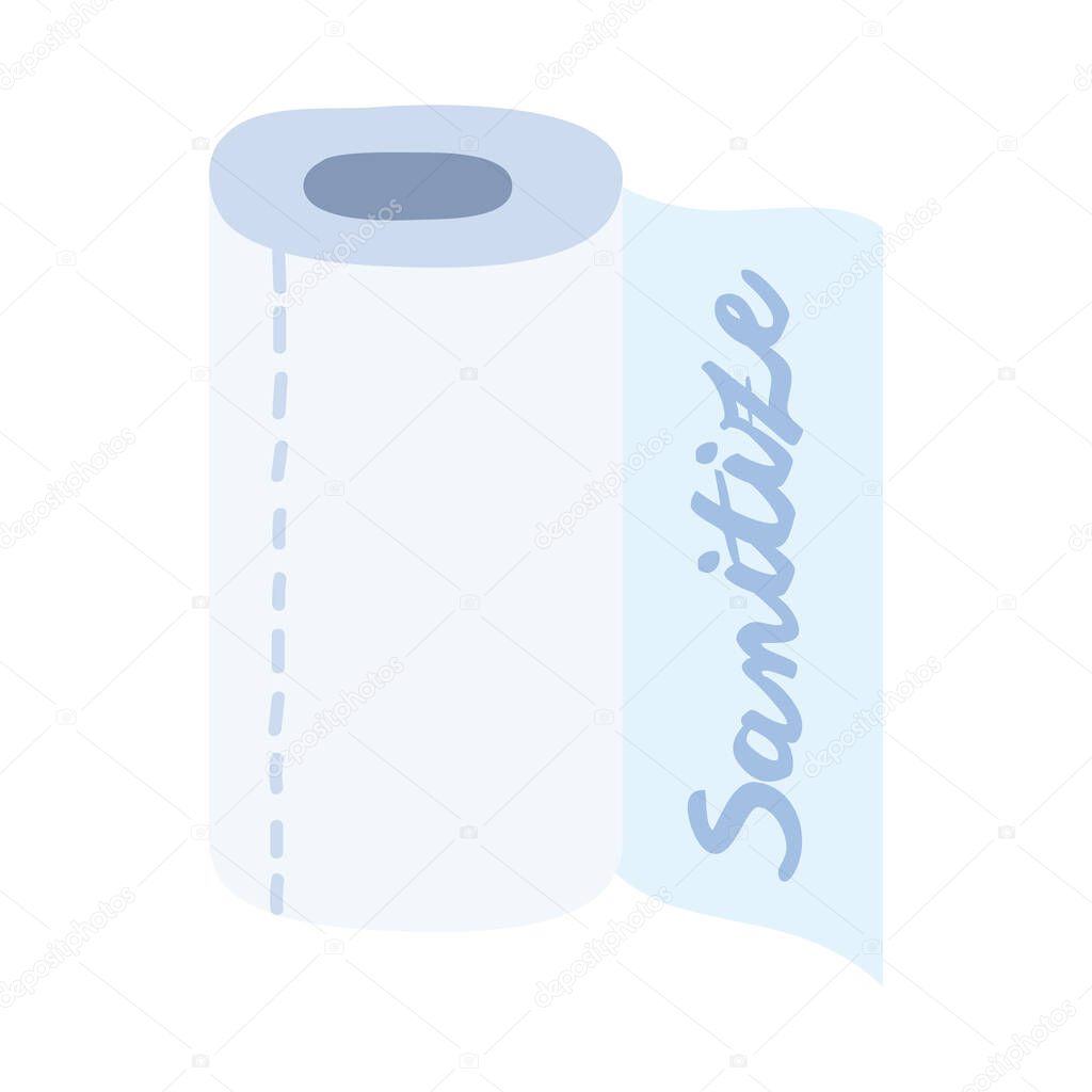 sanitize campaing lettering in paper roll flat style
