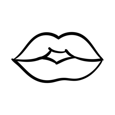 Seksi ağız ve diş pop sanat çizgisi simgesi