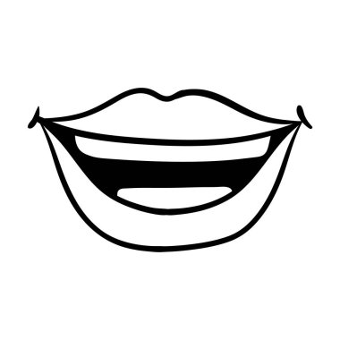 Seksi ağız ve diş pop sanat çizgisi simgesi