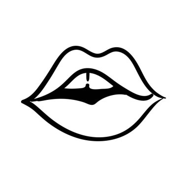 Seksi ağız ve diş pop sanat çizgisi simgesi