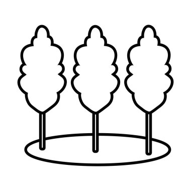 Bitkileri yetiştiren sonbahar ağaçları ekoloji sahne çizgisi simgesi