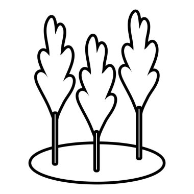 Bitkileri yetiştiren sonbahar ağaçları ekoloji sahne çizgisi simgesi