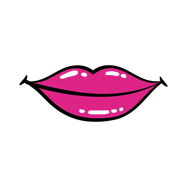 Sexi mond pop art line en vul stijl pictogram — Stockvector